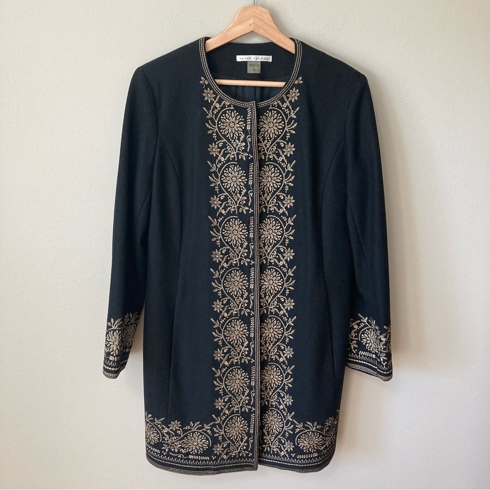 Peter Nygard Wool Blend Embroidered Topper Jacket 8